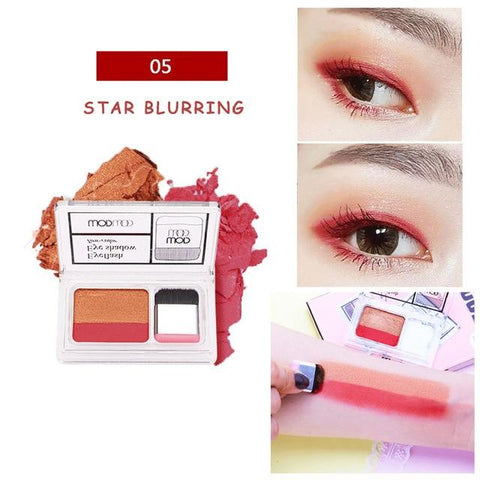 WODWOD Duo Color Easy Makeup Eyeshadow Palette Shimmer Matte High Pigment Sunset Eyeshadow Make Up Smoky Gold Brown Eyeshadow