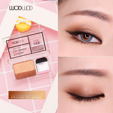WODWOD Duo Color Easy Makeup Eyeshadow Palette Shimmer Matte High Pigment Sunset Eyeshadow Make Up Smoky Gold Brown Eyeshadow