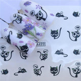 WUF 1 Sheet Animal Black Cat Designs Nail Art Stickers Water Transfer Nail Tips Decal DIY Accessory Beauty Nail Decorations