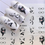 WUF 1 Sheet Animal Black Cat Designs Nail Art Stickers Water Transfer Nail Tips Decal DIY Accessory Beauty Nail Decorations