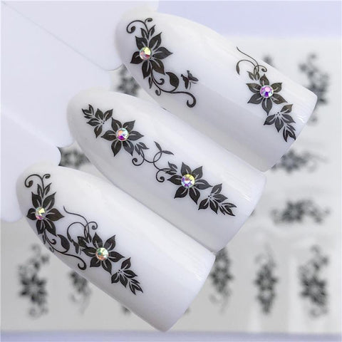 WUF 1pcs Hitoro Flower  Nail Stickers Water Transfer Decals Decoration Dream Cather Slider For Nail DIY Tips