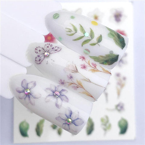 WUF Fresh Rose / Flower / Butterfly Water Transfer Nail Art Sticker Decal Slider Manicure Wraps Tool Tip