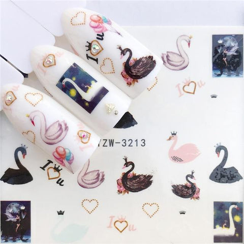 WUF Nail Stickers on Nails Horse Flower Stickers for Nails Lavender Nail Art Water Transfer Stickers Decals