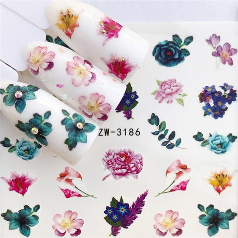 WUF Nail Stickers on Nails Horse Flower Stickers for Nails Lavender Nail Art Water Transfer Stickers Decals