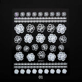 White Flowers Lace Nail Art Stickers Decorations Strips 3D Nail Stickers Decals Self Adhesive DIY Slider Design Manicure ZJT3003