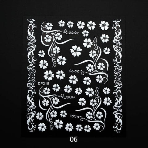 White Flowers Lace Nail Art Stickers Decorations Strips 3D Nail Stickers Decals Self Adhesive DIY Slider Design Manicure ZJT3003