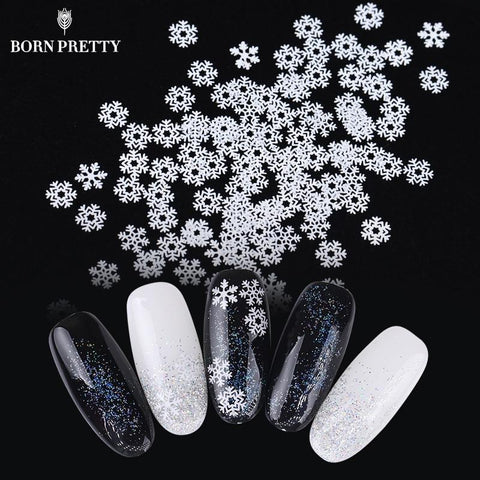 White Snowflake Nail Sequins Merry Christmas Metal Flakies Manicure Nail Art 3D Decorations