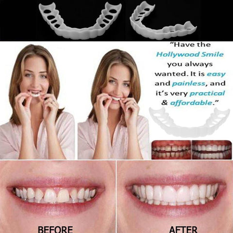 Whitening Snap Perfect Smile Denture Teeth Comfort Fit False Teeth Reusable Teeth Cover Adjustable Flex for Upper One