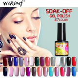 WiRinef 27 Colors 8ml Pure Semi-Permanent Nail Gel Polish UV Led Lacquer Hybrid Long Lasting UV Gel Nail Polish