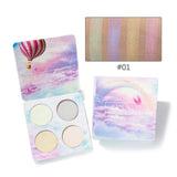 Women Eyes 4 Color Glitter Eye Shadow Highlighter Palette Shimmer Face Makeup Eye Shadow Powder Cosmetics Facial Makeup Powder