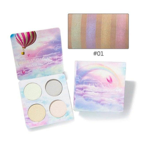 Women Eyes 4 Color Glitter Eye Shadow Highlighter Palette Shimmer Face Makeup Eye Shadow Powder Cosmetics Facial Makeup Powder