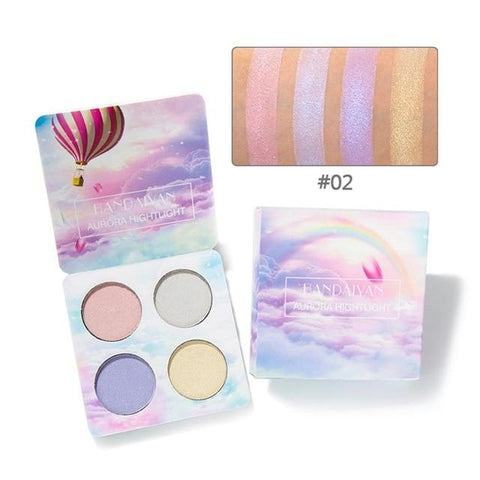Women Eyes 4 Color Glitter Eye Shadow Highlighter Palette Shimmer Face Makeup Eye Shadow Powder Cosmetics Facial Makeup Powder