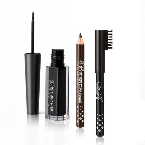 Women Makeup Set Waterproof Long Lasting Glitter Eyeliner Liquid +2pcs Eyebrow Pencils Makeup Kit Eye Makeup New Arrival