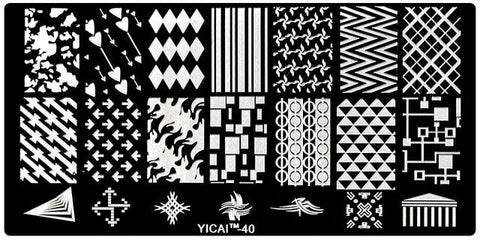 "YICAIRE 1Pc Geometric Peacock Image Stamping Template Stencils For Nails, Reusable Rhombus Nail Art Template Manicure Plate 435Q"