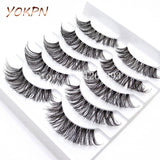 YOKPN 5 Pairs Transparent False Eyelashes Messy Cross Thick Natural Fake Eye Lashes  Makeup Tips Bigeye Long False Eye Lashes