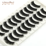 YOKPN Thick False Eyelashes Handmade Black Terrier Cross Exaggerated Eye Lashes Fashion Ball Smoke Makeup Fake Eyelashes 10 pair