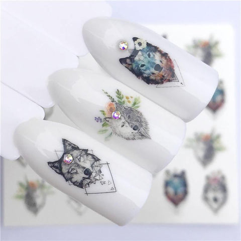 YWK 2019 NEW Designs Wolf/Vintage/Flamingo Noble Necklace Nail Art Water Decals Transfer Sticker Manicure Nail Decoration