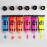 YZWLE 6 Colors Neon Fluorescent UV Body Paint Face Painting Luminous Acrylic Paints Art for Party Halloween Make Up