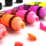 YZWLE 6 Colors Neon Fluorescent UV Body Paint Face Painting Luminous Acrylic Paints Art for Party Halloween Make Up