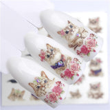 ZKO 1 PC Hot Nail Sticker Leading Knotted Cat/Flower Beauty Water Transfer Stamping Nail Art Tips Nail Decor Manicure Deca