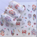 ZKO 1 Sheet Lovely Cartoon Flower Water Slider Nail Decals Sticker DIY Colorful Designs Gel Polish Nail Sticker