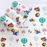 ZKO Colorful Mixed Flower Nail Sticker Water Transfer Full Wraps Manicure Tips Decals Nail Xmas Glitter