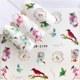 ZKO Colorful Mixed Flower Nail Sticker Water Transfer Full Wraps Manicure Tips Decals Nail Xmas Glitter