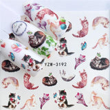 ZKO Colorful Mixed Flower Nail Sticker Water Transfer Full Wraps Manicure Tips Decals Nail Xmas Glitter