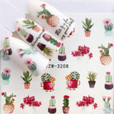ZKO Colorful Mixed Flower Nail Sticker Water Transfer Full Wraps Manicure Tips Decals Nail Xmas Glitter