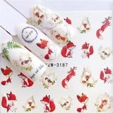 ZKO Colorful Mixed Flower Nail Sticker Water Transfer Full Wraps Manicure Tips Decals Nail Xmas Glitter