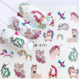 ZKO Colorful Mixed Flower Nail Sticker Water Transfer Full Wraps Manicure Tips Decals Nail Xmas Glitter