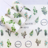 ZKO Colorful Mixed Flower Nail Sticker Water Transfer Full Wraps Manicure Tips Decals Nail Xmas Glitter