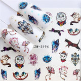 ZKO Colorful Mixed Flower Nail Sticker Water Transfer Full Wraps Manicure Tips Decals Nail Xmas Glitter