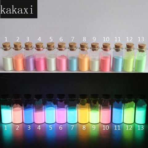 "kakaxi 10g/pcs eye glitter Phosphor Luminous Coating DIY Photoluminescent Dust,Glow in Dark eye Powder Pigment Fluorescence"