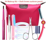 makeup set Eyebrow pencil+Tweezers+brushes+Trimmer+Eyebrow mold+Cosmetic scissors+blade+Bag make up kit  2034